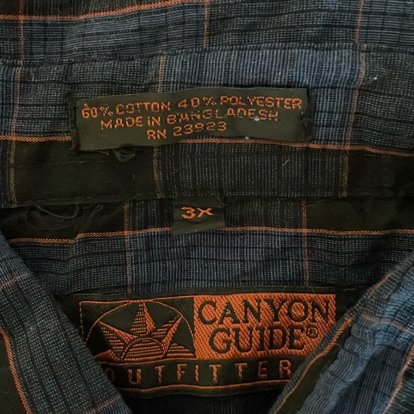 Canyon Guide Outfitters Men’s 3X Blue Plaid Western Snap Button Up Shirt - Picture 4 of 7